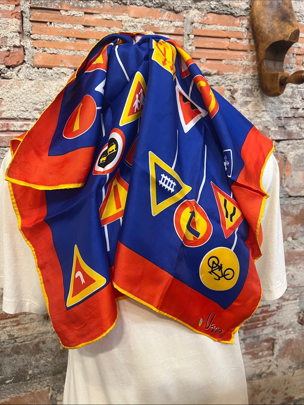 Vintage Vera Neumann Colorful Traffic Sign Scarf